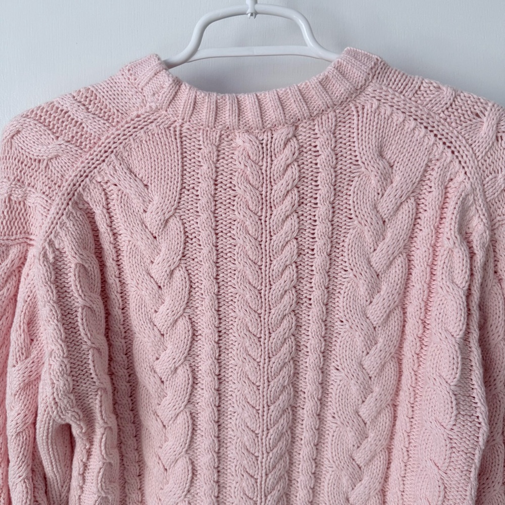 J Crew Cable Knit Crewneck Sweater in Delicate Bloom - Picture 10 of 15
